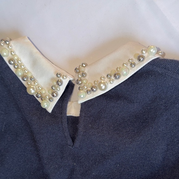 Ted Baker London Blue Sweater with Pearl Collar - Picture 4 of 9